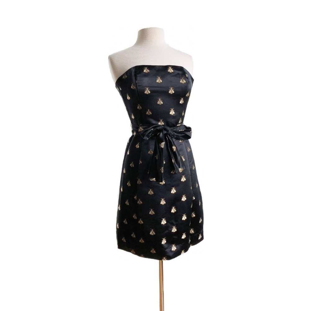 Molly B silk black cocktail dress with bee print